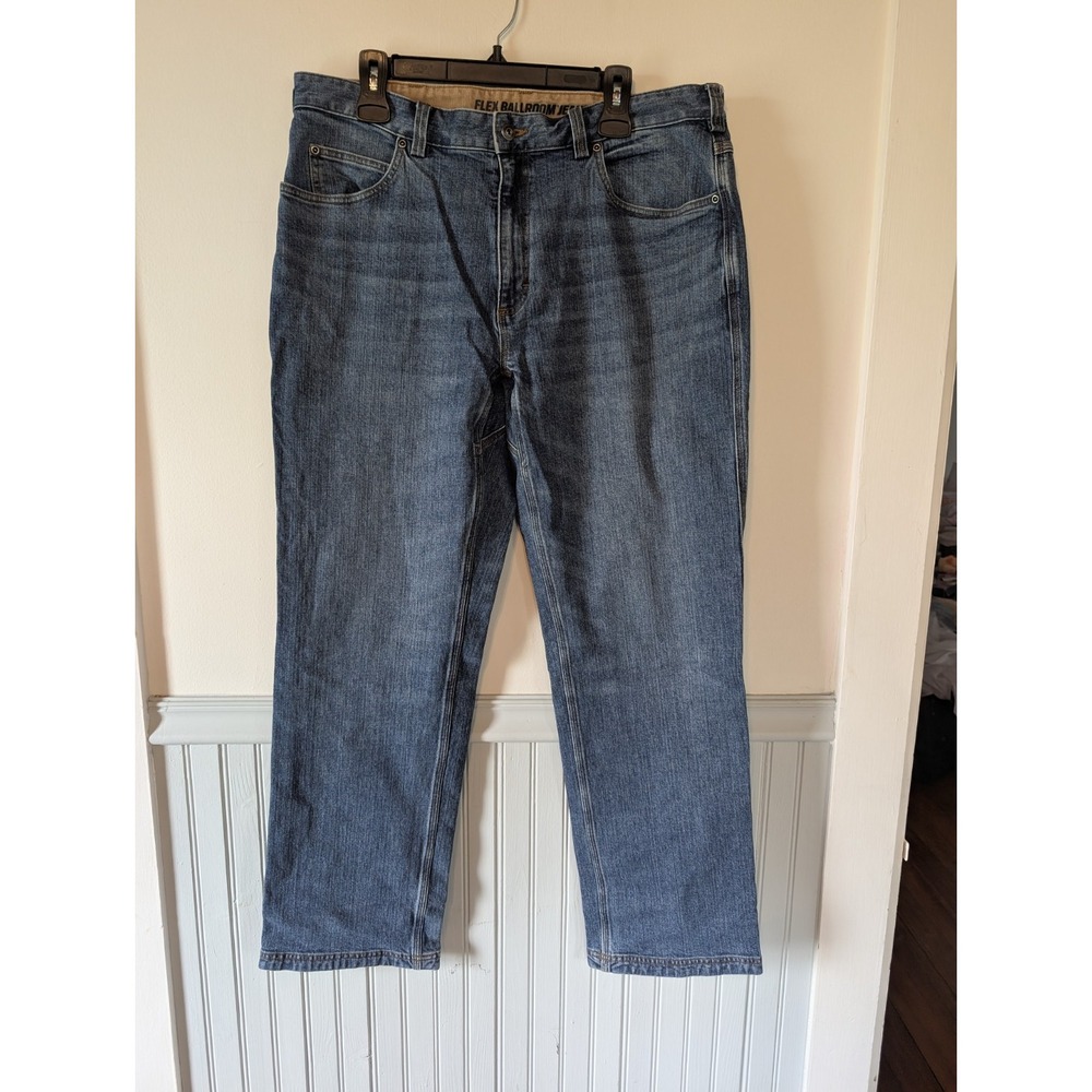 Duluth Trading Ballroom Double Flex Jeans Men 37x32 Relaxed Fit Work Wear Gusset